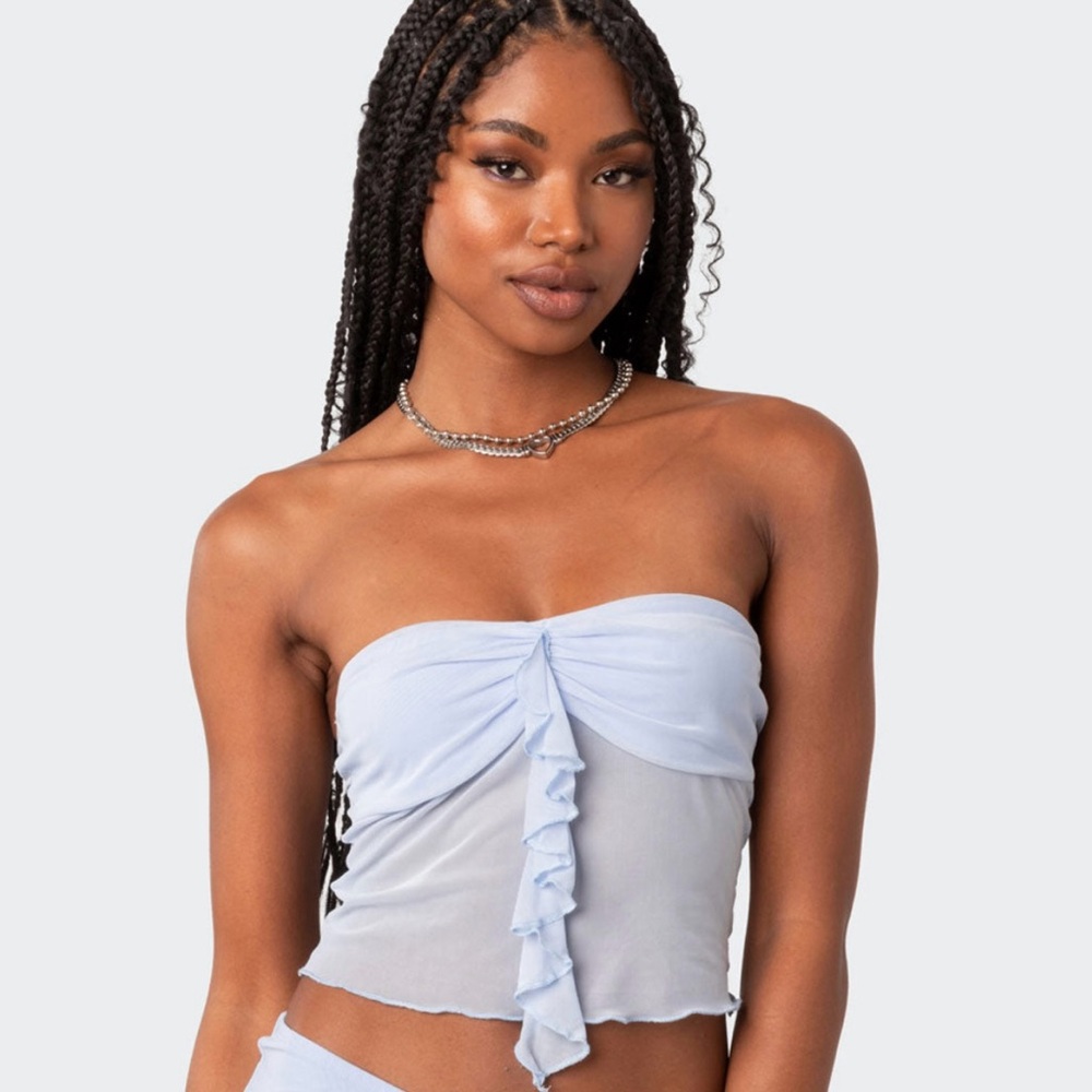 Edikted Solange Sky Blue Strapless Top